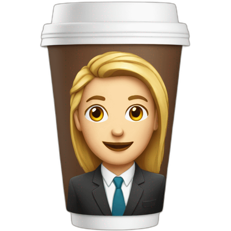 business portrait on a coffee to go cup emoji