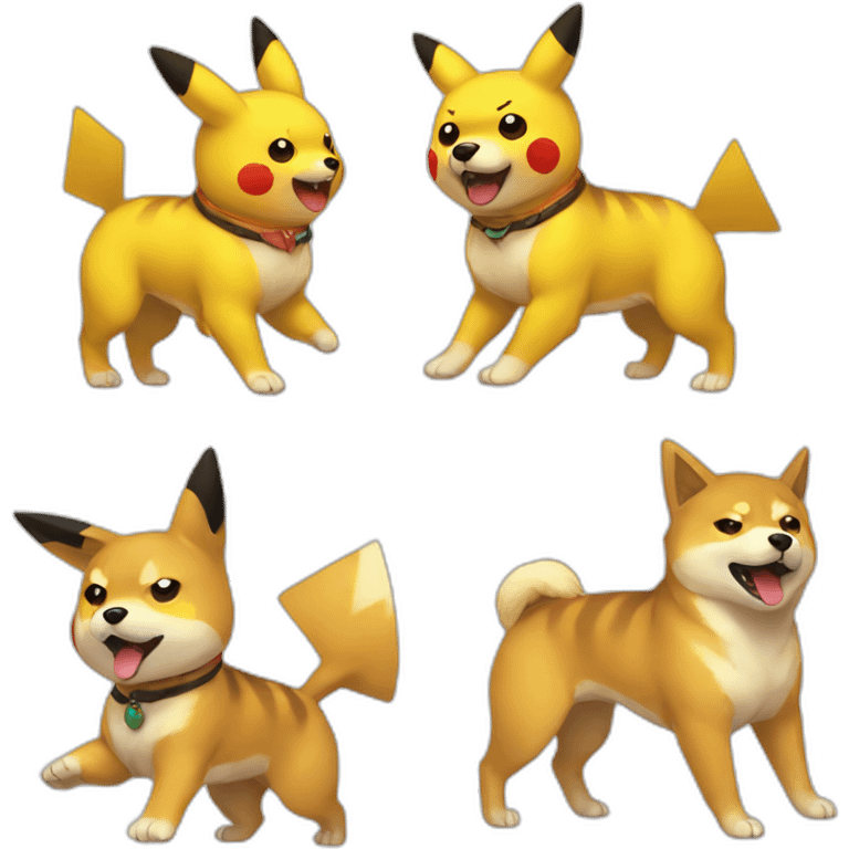 Pikachu fighting shiba inu emoji