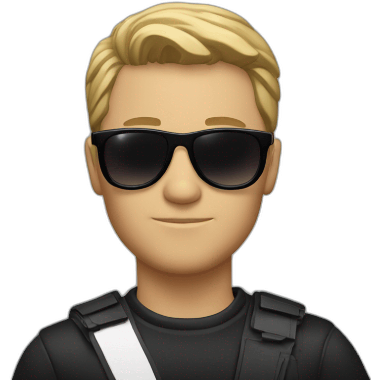 Cool white man in black cool sunglasses emoji