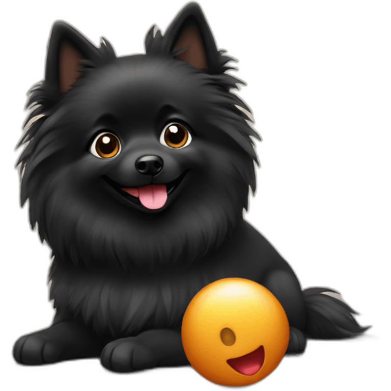 Little black spitz with cuddy toy emoji