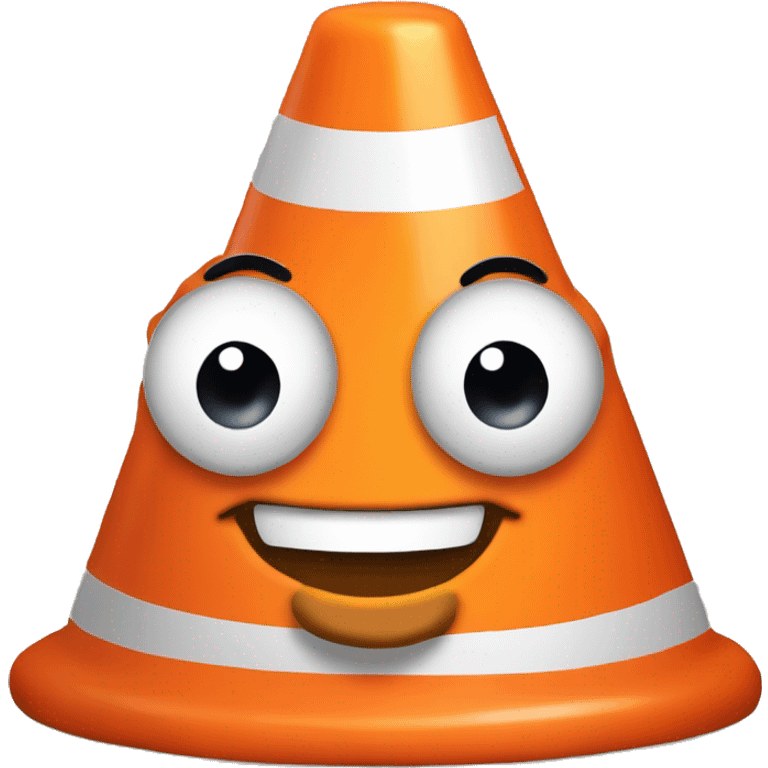 Poop with traffic cone on head and big smile  emoji