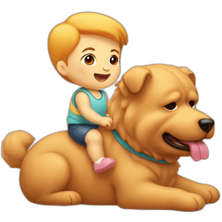 baby human infant riding chow chow dog emoji