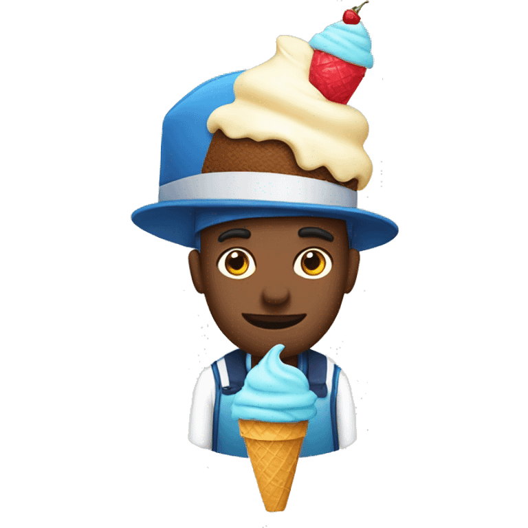 man with ice cream on a hat emoji