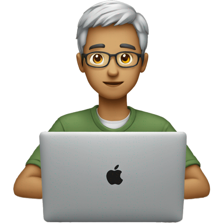 Aged 20yo boy coding on the macbook emoji