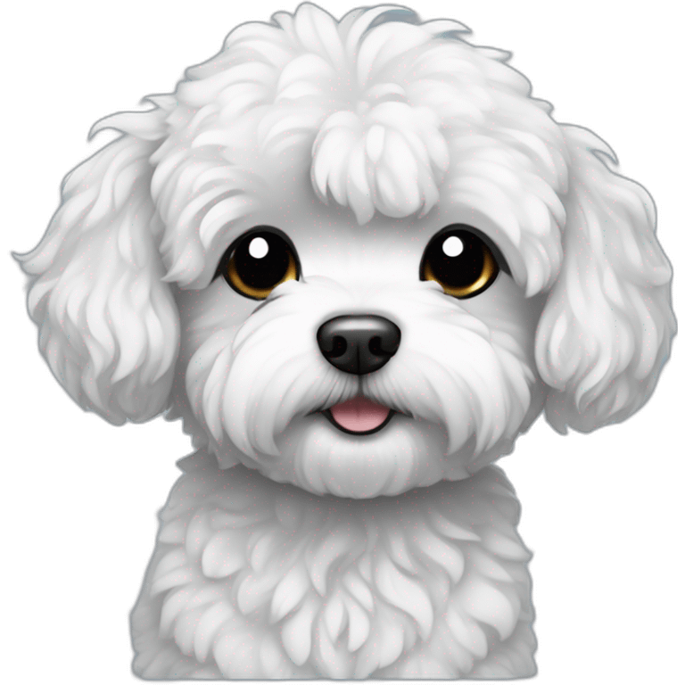 Maltipoo, black and white hair, anime style emoji