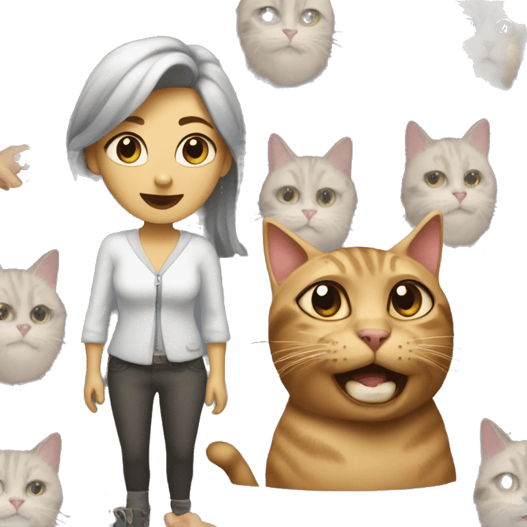 cat with funny woman emoji