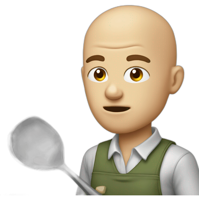 Canteen staff angry bald with ladle emoji