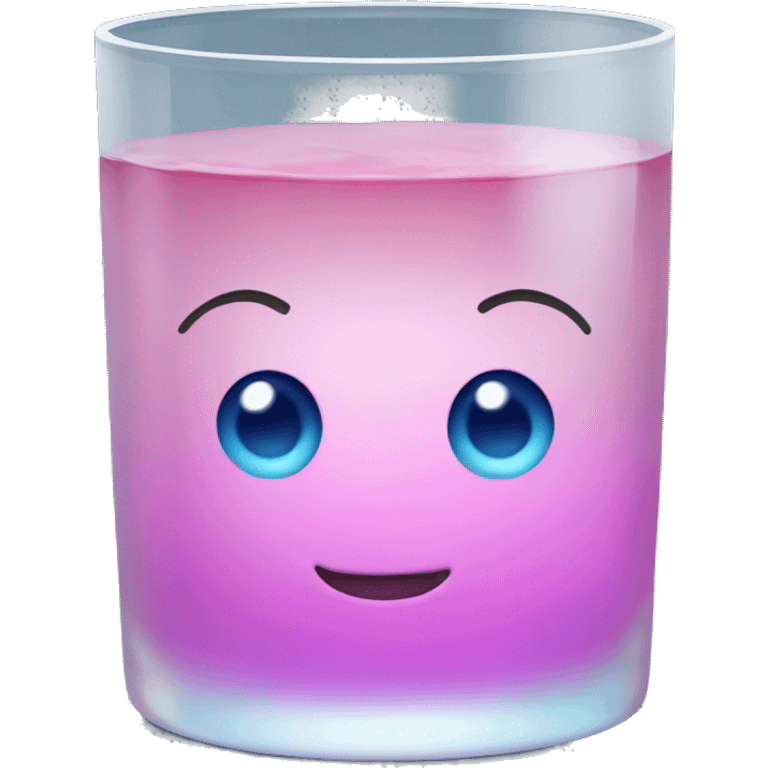 Realistic Pink glass filled with blue water  emoji