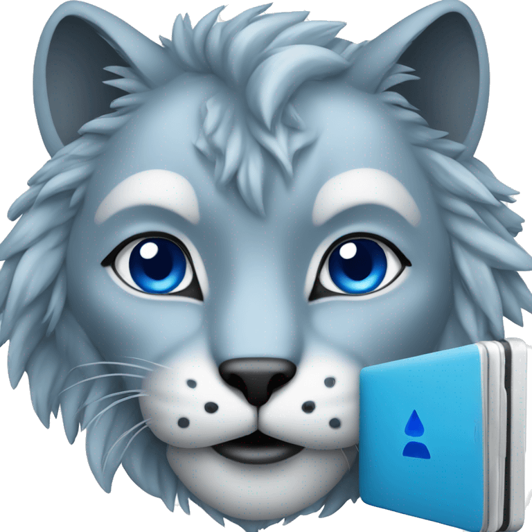 A blue lynx with a laptop emoji