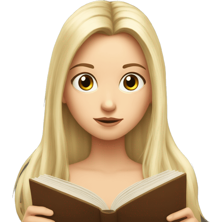 A white girl glaring at a book with long hairs emoji