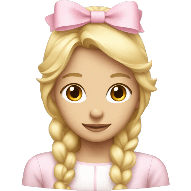 blonde girl from behind with light pink bow emoji