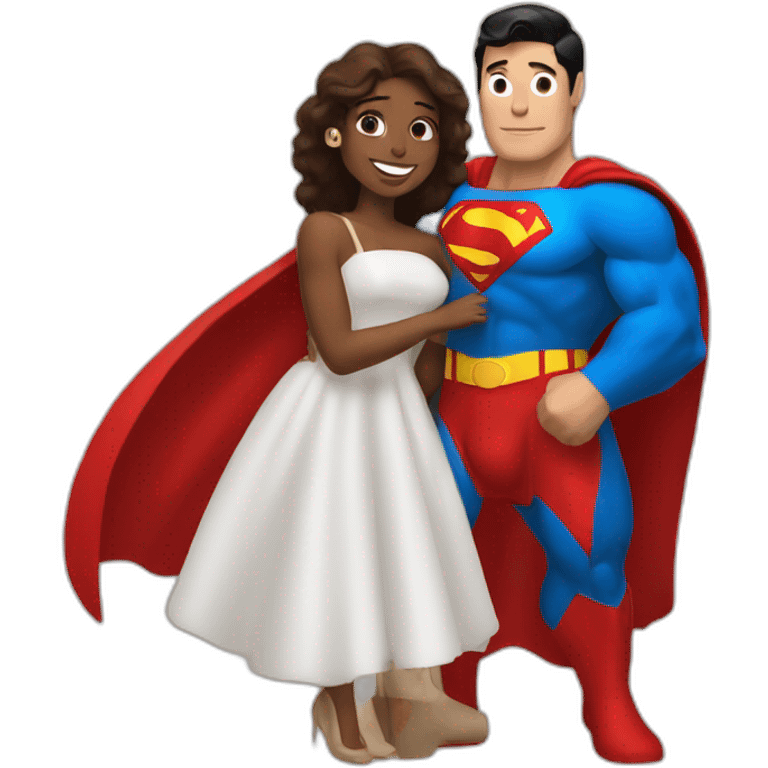 Superman holding brown woman emoji