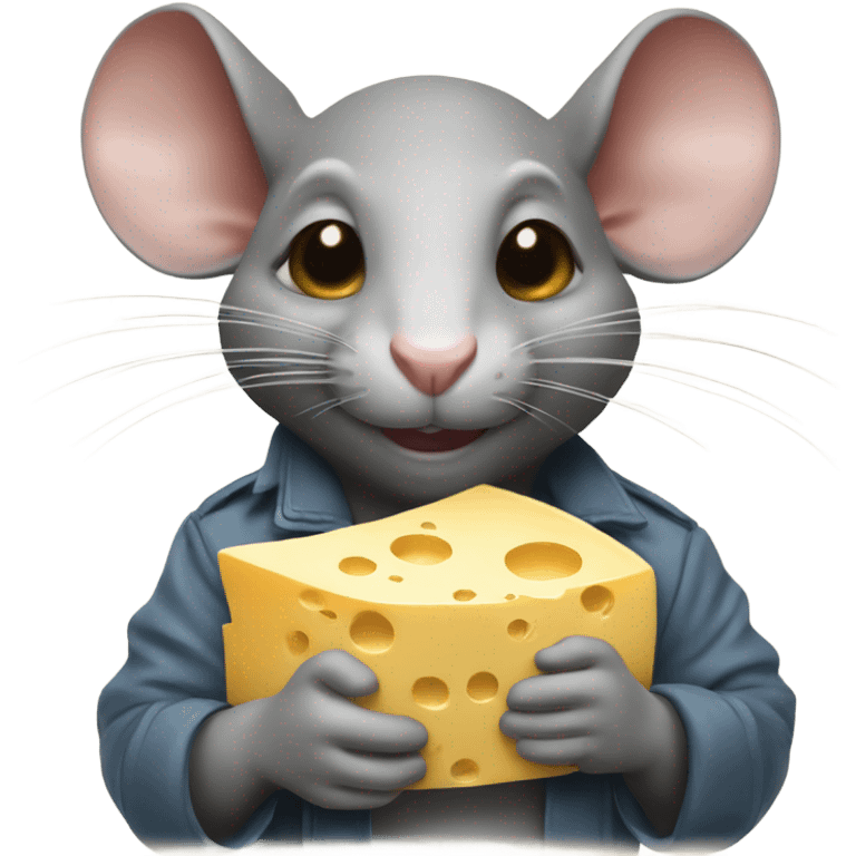 A rat holds a cheese with inscription "Alinght" emoji