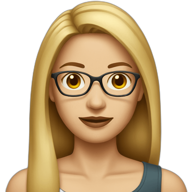 Blonde woman with straight light brown hair and glasses emoji