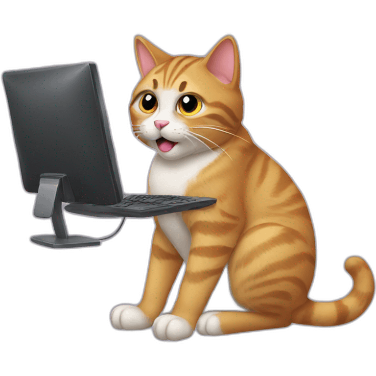 cat using pc emoji