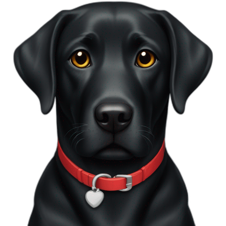 A black labrador with a red collar  emoji