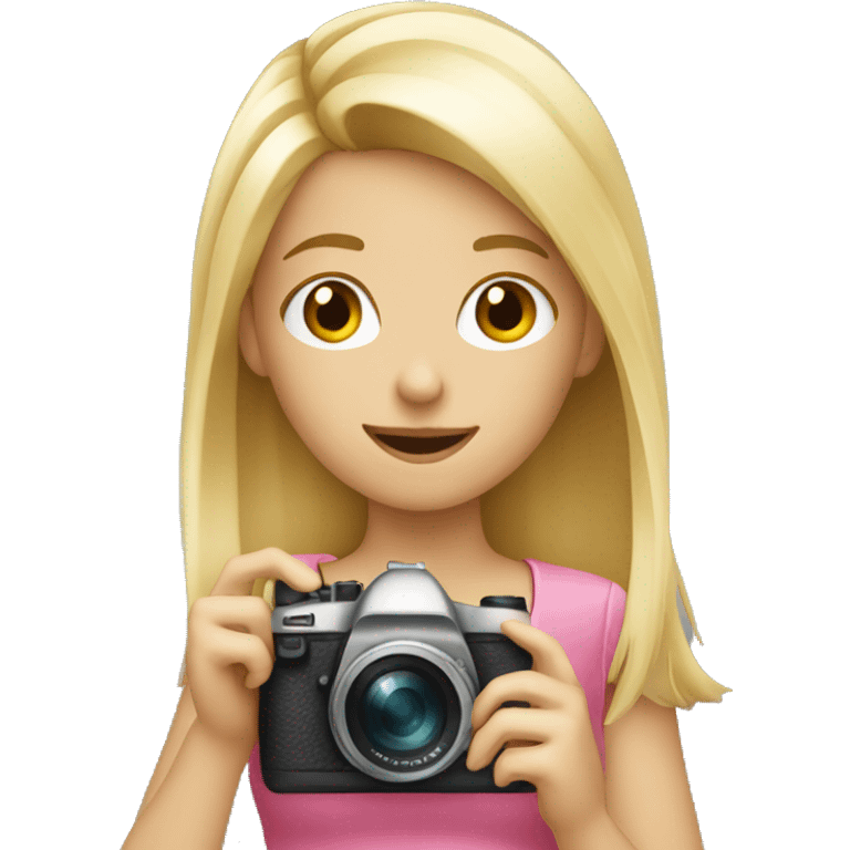 blonde girl taking a picture with a camera  emoji