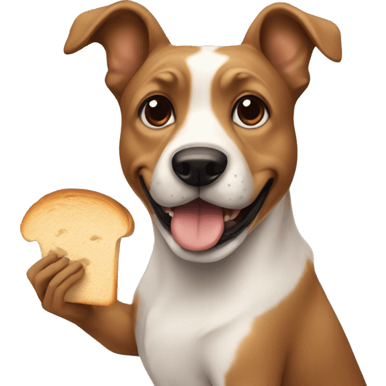 A dog in Paris eating bread emoji