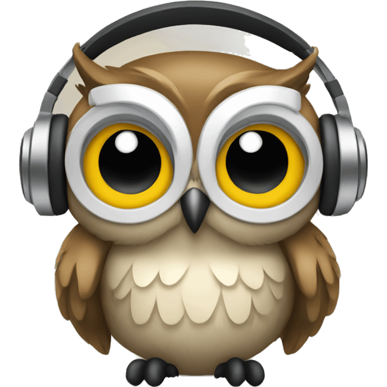 an owl with DJ headphone emoji