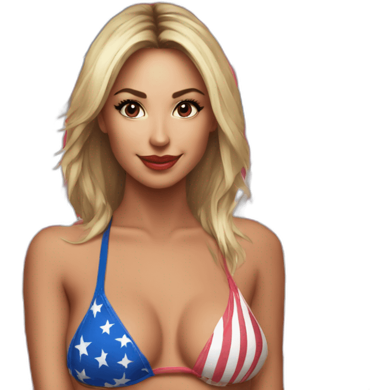 Sexy pose - woman wearing only American flag bikini poster emoji