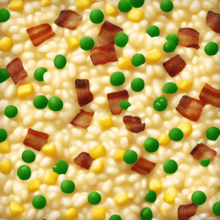 risotto with corn and bacon bits and green onions emoji