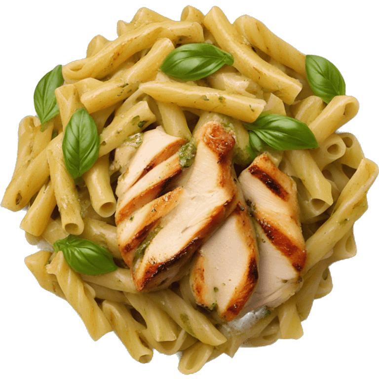 Pesto pasta with grilled chicken emoji