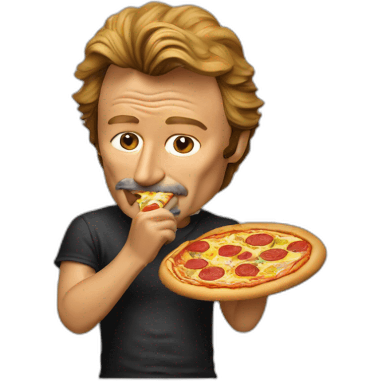 Johnny Hallyday eating a pizza emoji