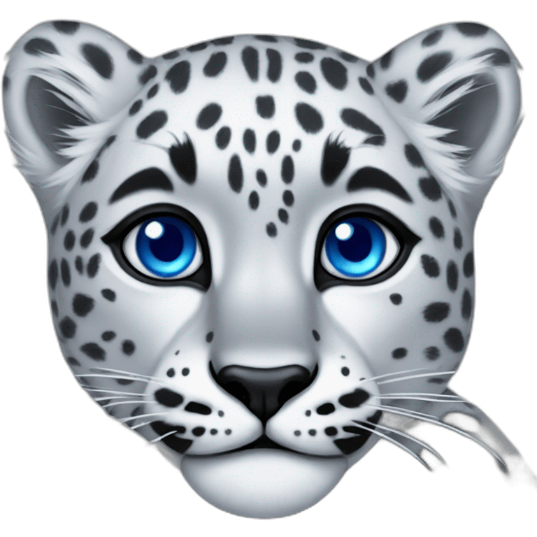 snow leopard with blue eyes emoji