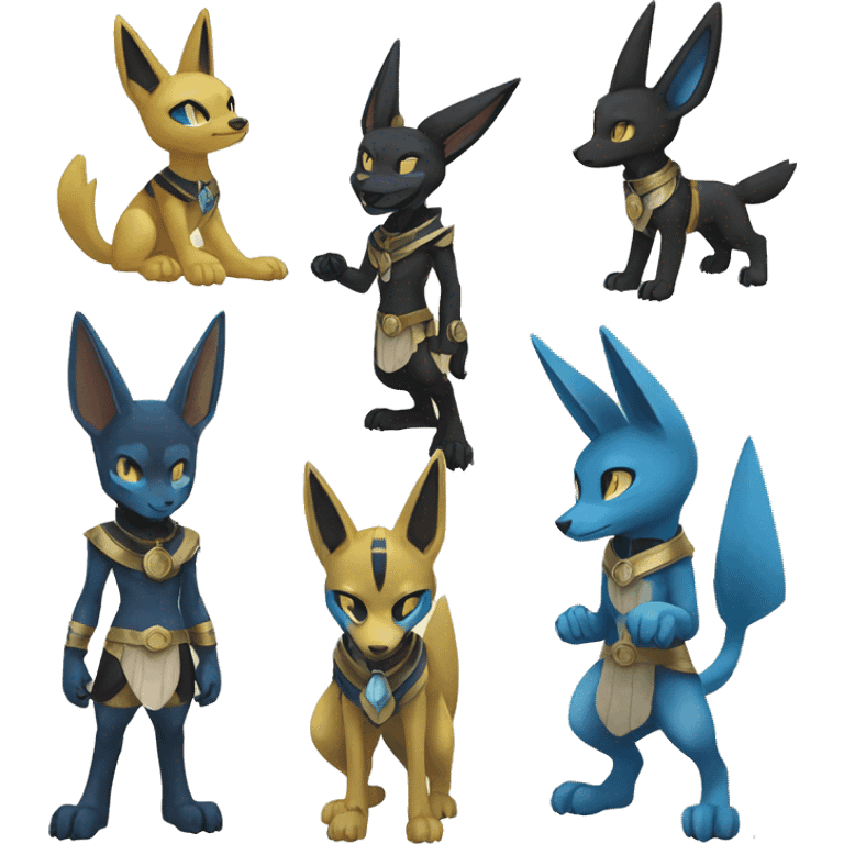 Anubis-Umbreon-Lucario-Zeraora full body emoji