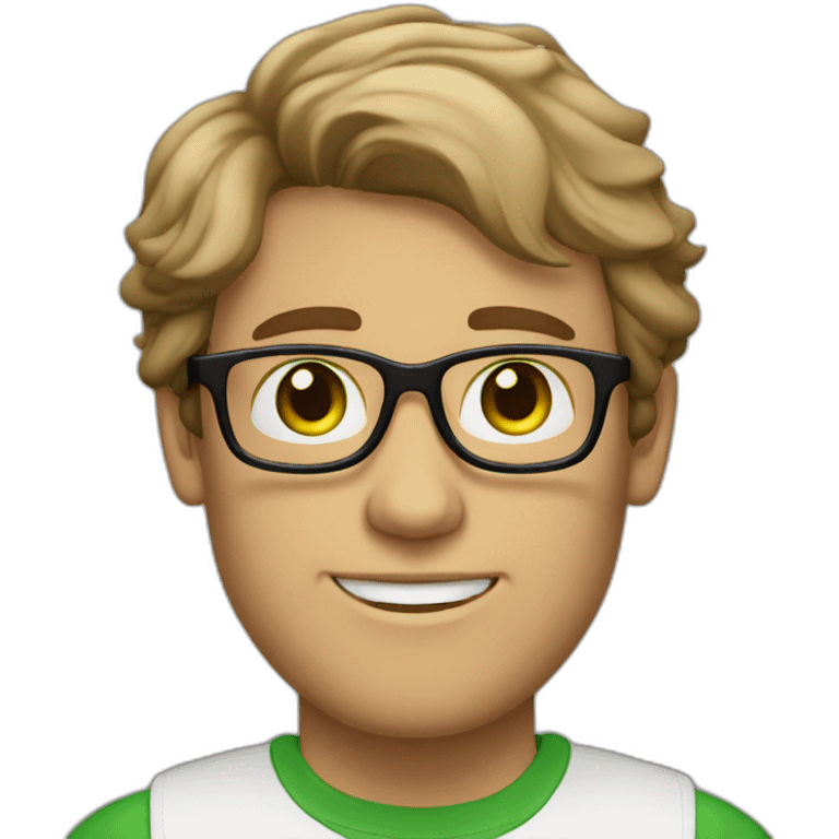 graphic designer man with glasses and green eyes brown and semi-wavy hair the man is white emoji