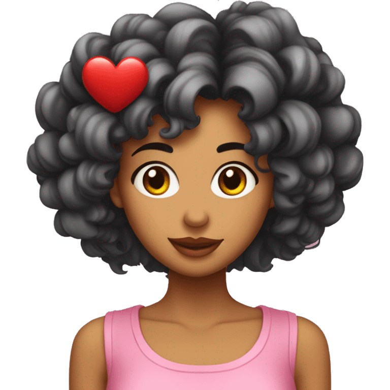 Chica de pelo rizado negra con corazones rotos en los ho emoji