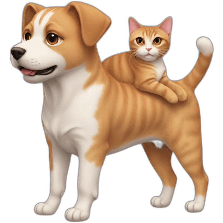 a cat on the back of a dog emoji