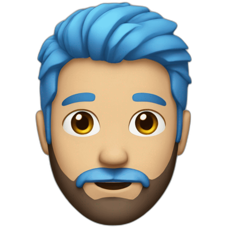 man with brown beard and blue hair emoji