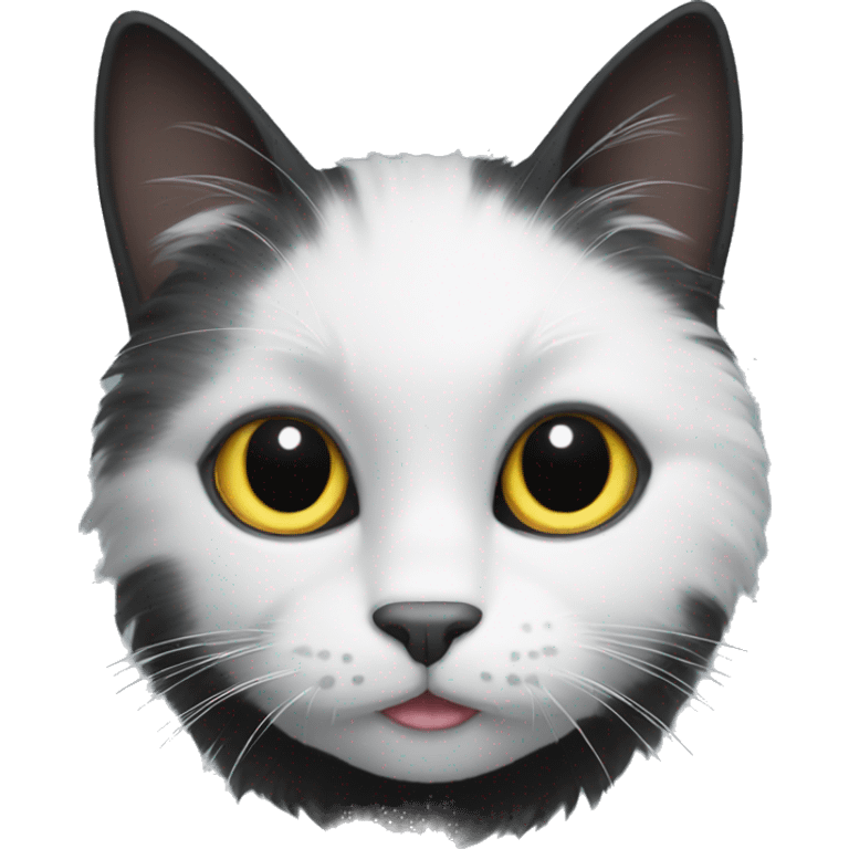 fluffy black cat with white spot on nose emoji