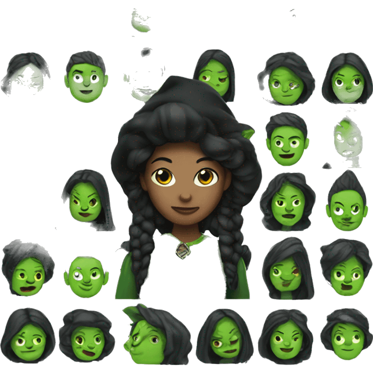 Green witch with black hair  emoji