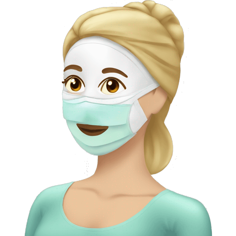 Lady with face mask spa beauty full face relaxing emoji