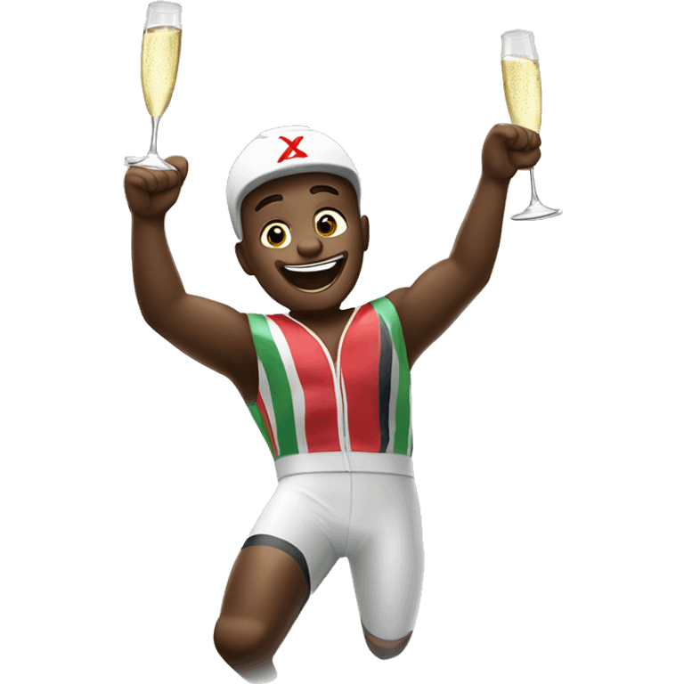 kola winning race with champagne emoji