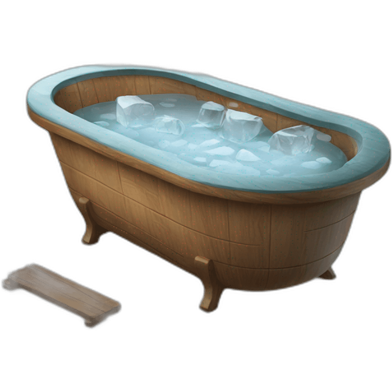 wood bathtub with ice emoji