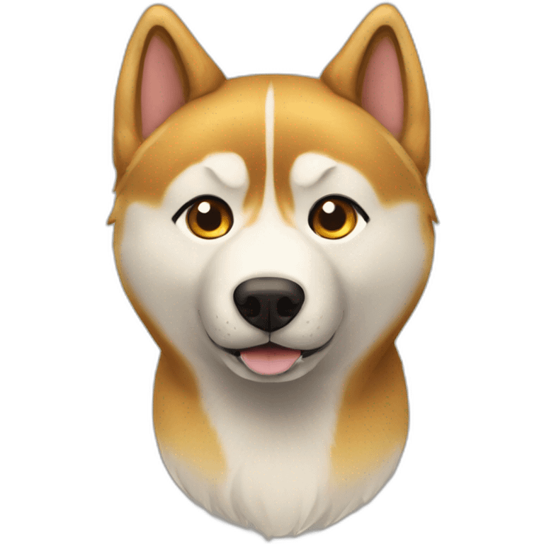 husky with shiba golden colored fur, 3/4 view emoji