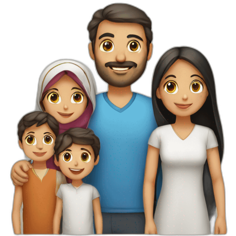 Family with man Arabic, wife Arabic, boy Arabic, girl Arabic and little boy arabic emoji