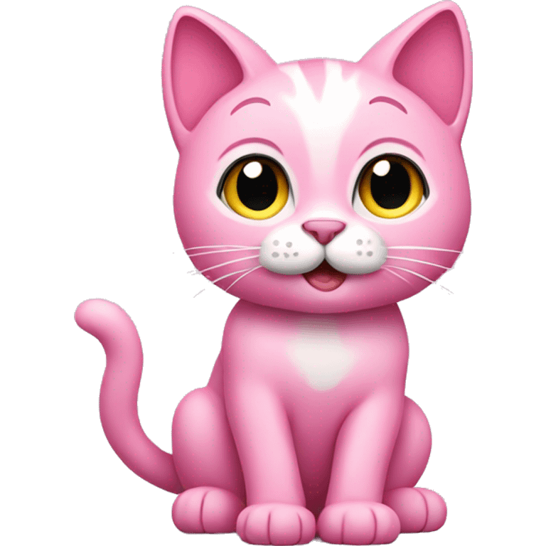 Pink cat with paw up emoji