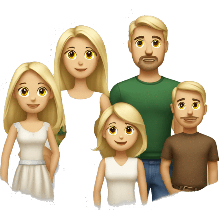 Family. Blonde mother, blonde father, 3 daughters, 1 mexican son emoji