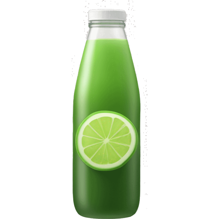 aesthetic green juice in tall clear full drink bottle with white lid realistic soft textures emoji