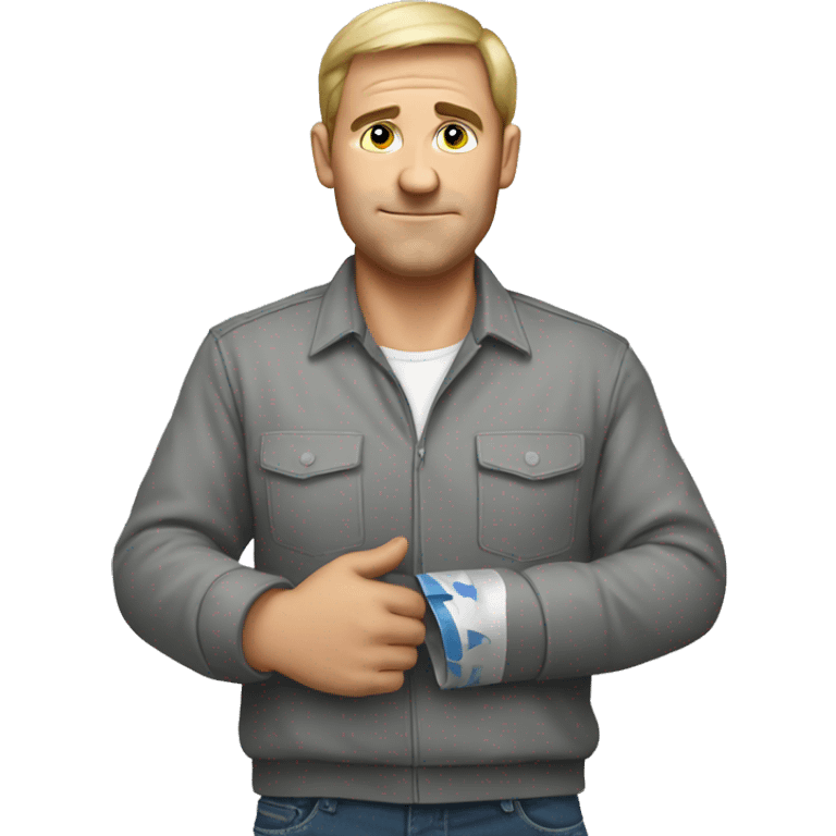 a russian bold man with some duct tape in his hand emoji