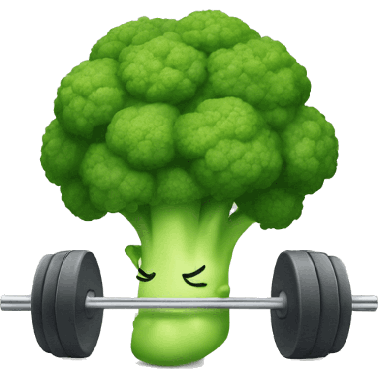 kawaii cute strong broccoli exercising in the gym emoji