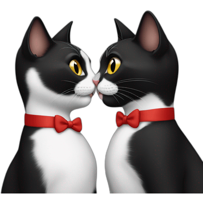 Tuxedo Cats kissing each other emoji