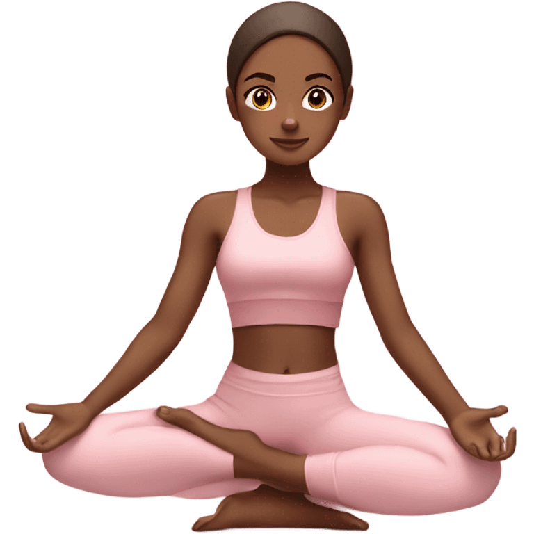 brown skin yoga girl light pink clothes n emoji