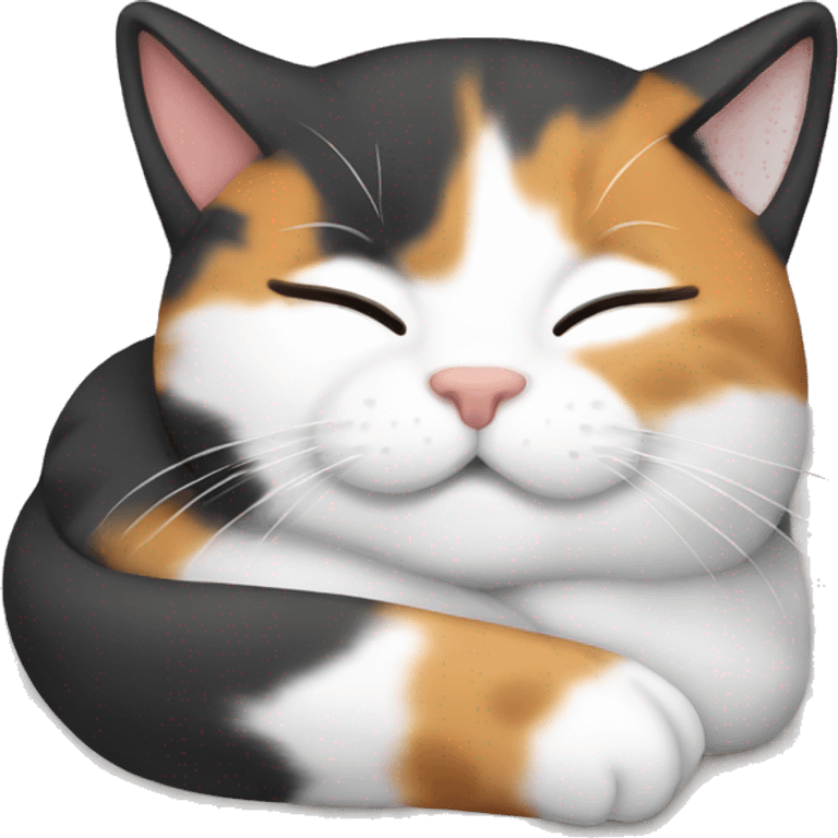 Sleeping calico cat emoji