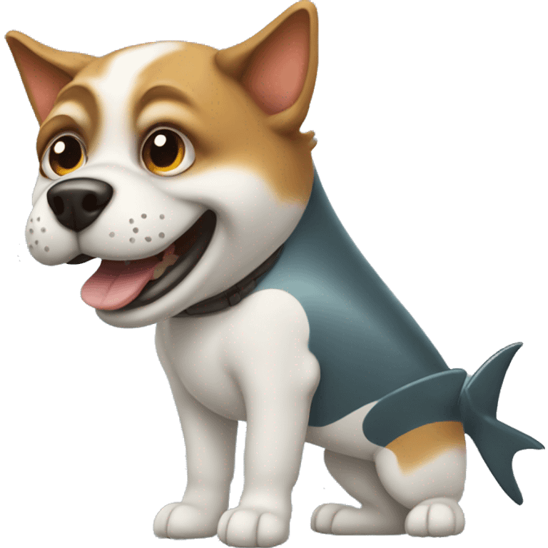 a dog with a shark tail emoji