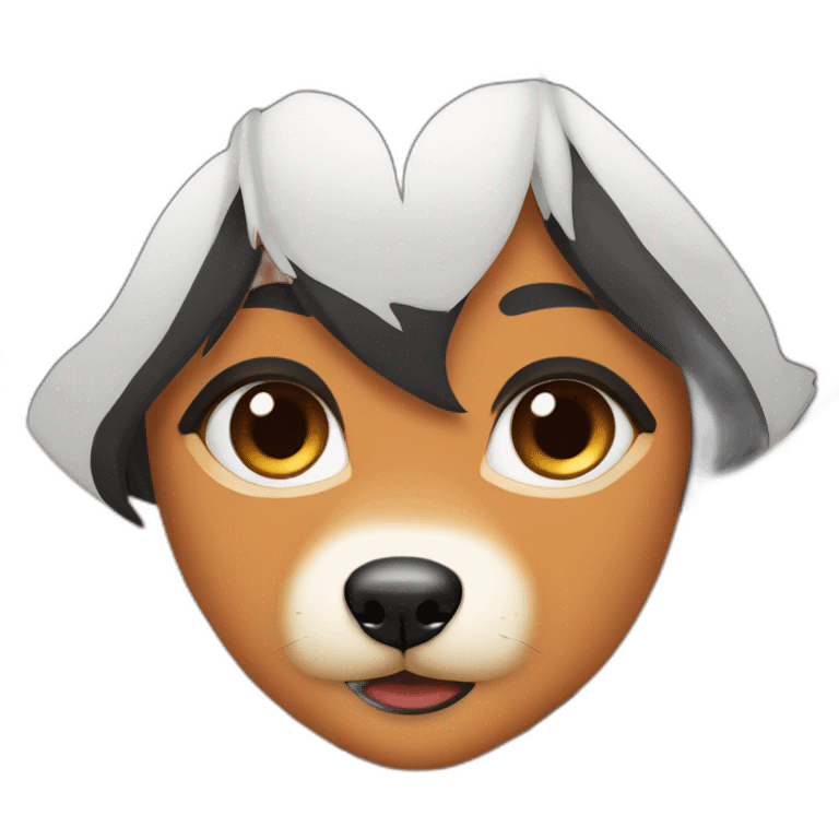 Black hair girl with orange color shiba inu dog next to her emoji